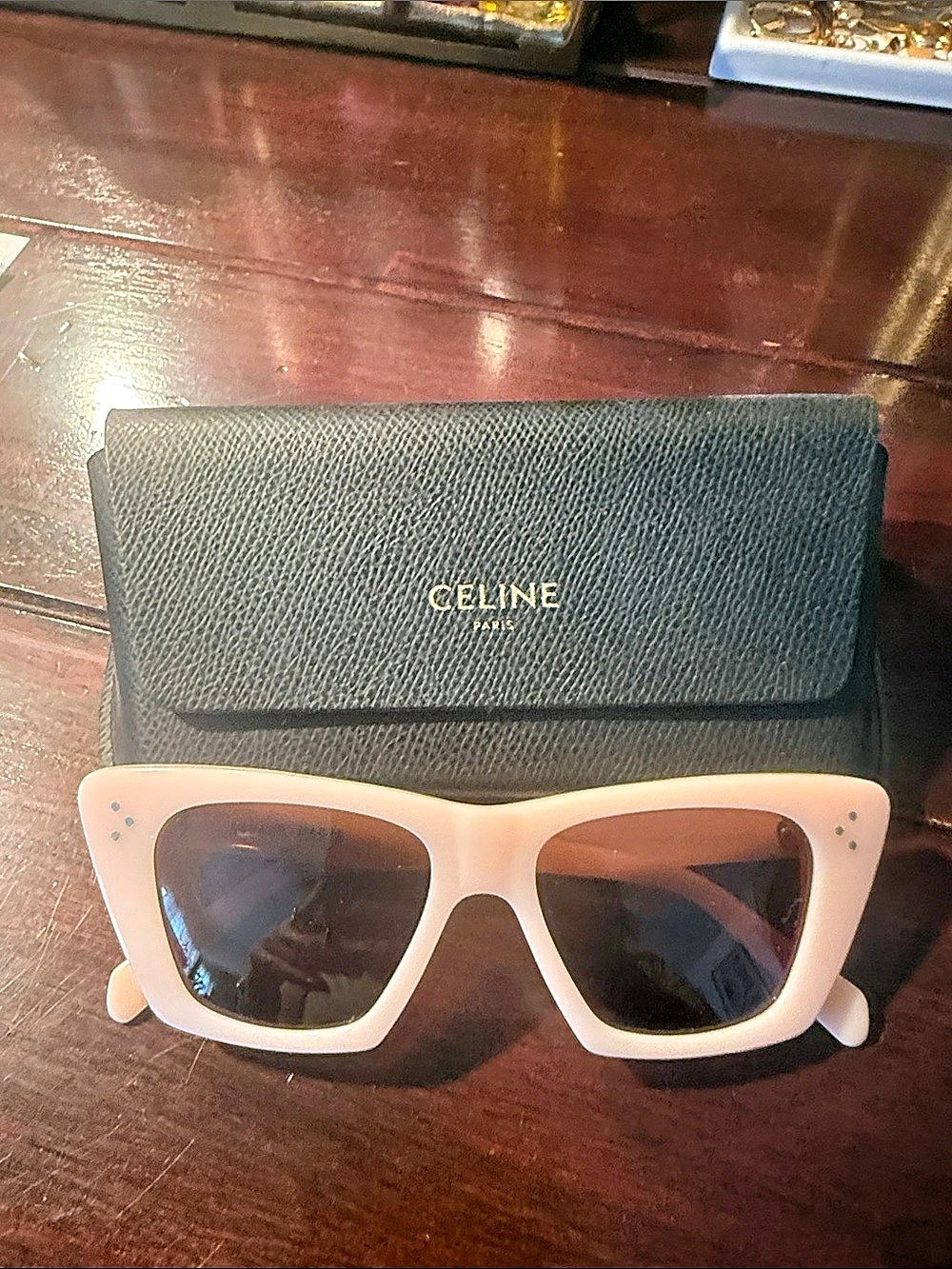 Celine Bold 3 Dots Square Sunglasses Pink & Brown